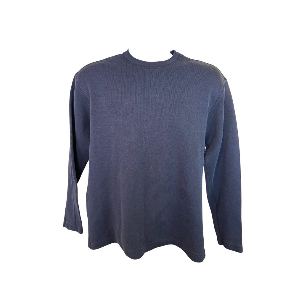 Roundtree Yorke Pima Cotton Shirt M Navy Long Sleeve USA Y2K Minimalist Normcore